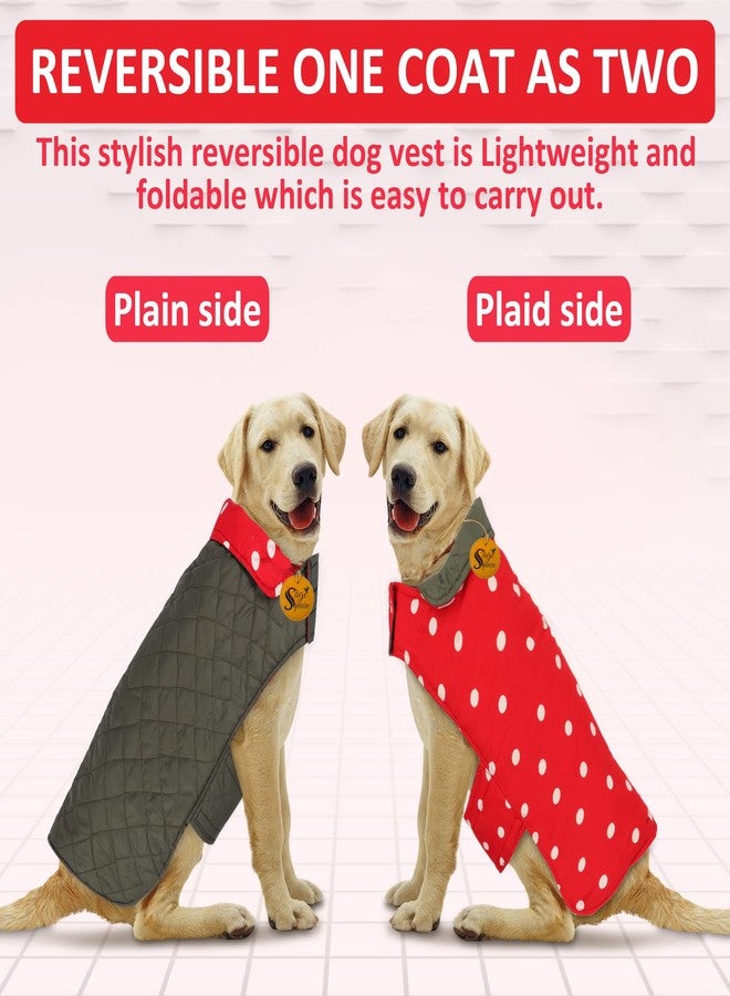 Sage Square Dog Fleece Jacket Reversible Dog Vest Waterproof, Windproof Cold Weather Dog Clothes Pet Apparel for Dogs (Red and Grey) (Medium-Large) (22 Inches) - Image 3